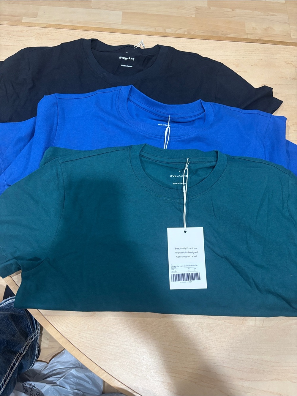 Everlane Short Sleeve Tees - Black, Royal Blue, Forest Green
